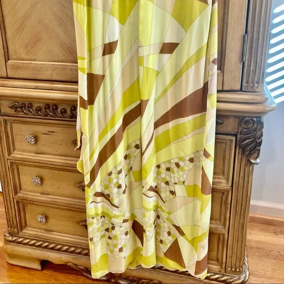 EMILIO PUCCI 1990's Geometric Print Silk Jersey Chiffon Maxi Dress - Picture 14 of 16